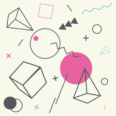 Memphis pattern. Abstract 80's background. Geometric pattern with geometric shapes. Vector illustration.
