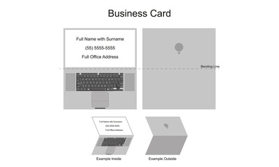 Business card design in the form of a titanium laptop notebook PC, ideal for engineers, computer students and graphic designers