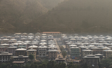 aerial view of Bhutanese town