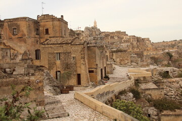 A complex of cave dwellings carved into the mountain. Sassi or rock caves.