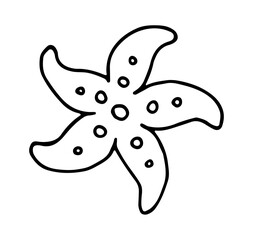 Sea star doodle outline hand drawn isolated editable illustration. Transparent drawing on white background