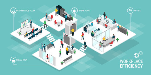 Innovative efficient corporate workspace and business people © elenabsl