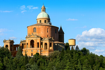 Fototapeta na wymiar Bologna, Emilia Romagna, Italy: ancient sanctuary of the Madonna di San Luca, old church on the hill