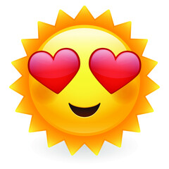 Love Sun Emoji Eyes. Summer Vacations. Illustration Face Vector Design Art.