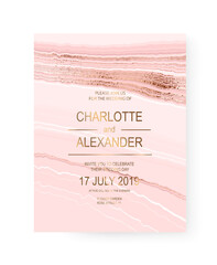Agate slice invitation design card with gold stripes.