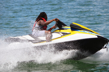 Jet ski action closeup
