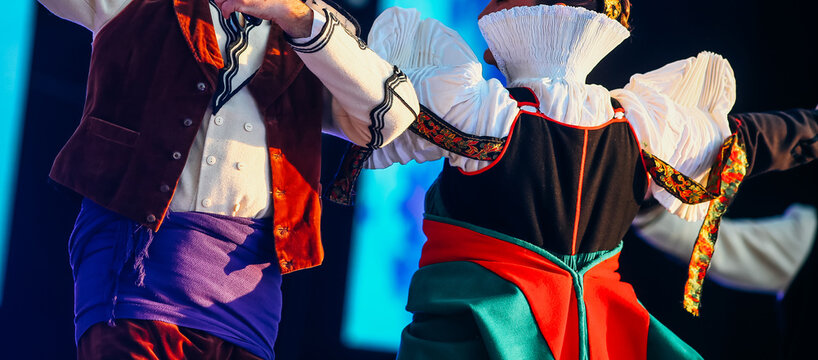 Spanish - hispanic folkloric dancers in national costume