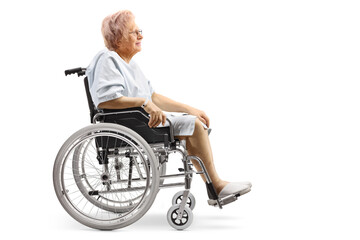 Elderly female patient sitting in a wheelchair