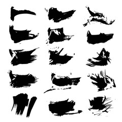 Fototapeta premium Black textured smears isolated on a white background