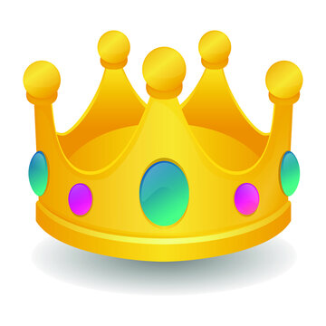 Crown 3D Emoji Icon Object. Symbol Gradient Vector. Art Design Cartoon. Isolated Background.