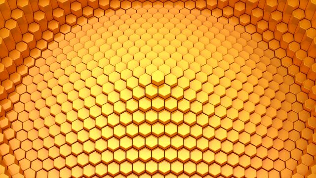 Hexagons Form A Wave. Loop background, 5 in 1, 3d rendering, 4k resolution
