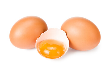 broken chicken egg isolated on a white background
