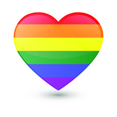 Pride LGBT Heart Emoji. Icon Object Symbol. Vector Art Design Cartoon Isolated Background.