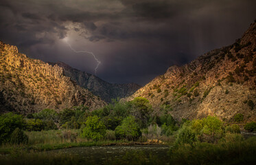 Arkansas River Canyon in colorado during a storm