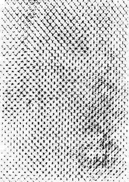 Vector illustration of grunge distressed pattern background. Black and white frottage. Mesh, net, dots.