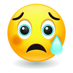 Sad but relieved in Fear Emoji Kawaii Face. Disappointed Vector Design Art Trendy Communication. Chat Elements feeling disbelief.