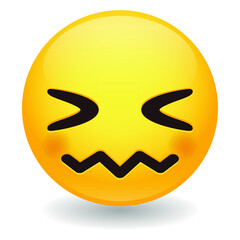 Confounded Emoji Kawaii Face. Frustration Vector Design Art Trendy Communication. Chat Elements feeling irritation and disgust.