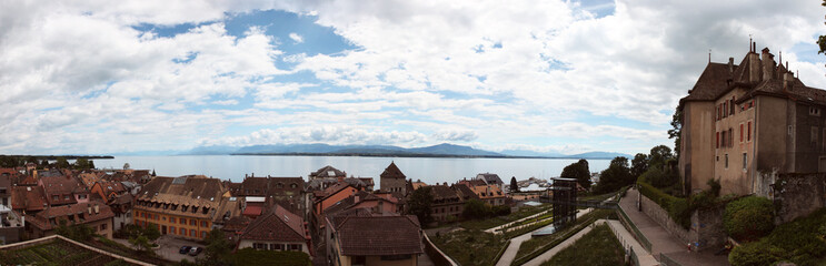 Lake Geneva (Panoramic view captured from Nyon Switzerland)