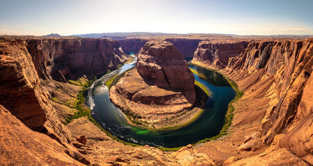 Panorama of unique and amazing Horseshoe Bend in Arizona, United States of America. Taken in the...