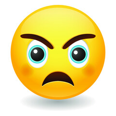 Angry Emoji Kawaii Face. Grumpiness and irritation Vector Design Art Trendy Communication. Chat Elements feeling be mean.