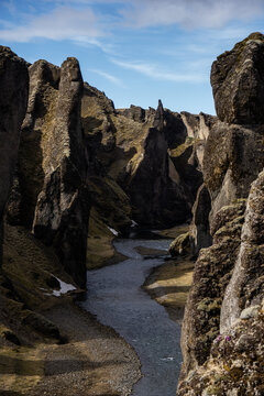 The iconic Fjaðrárgljúfur canyon in South Iceland. 