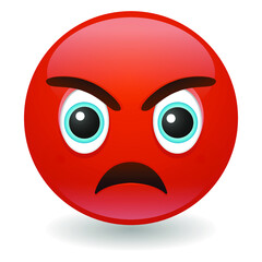 Pouting Emoji Kawaii Face. Hate and rage Vector Design Art Trendy Communication. Chat Elements feeling hurt expression.