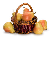 Wattles basket filled with ripe pears