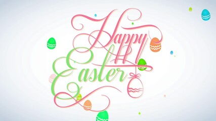 happy easter greeting card with satin rose and green handwriting creating eggshell detailed with frame garnished with medal