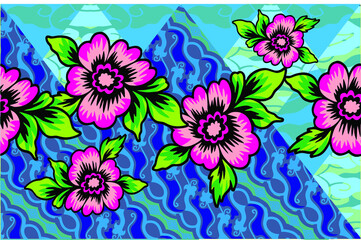 Indonesian batik motifs with very distinctive plant patterns,Vector
