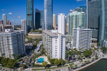 Aerial View of Downtown Miami Skyscrapers during Winter
