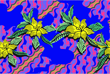 Indonesian batik motifs with very distinctive plant patterns,Vector
