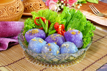 Thai food : Steamed tapioca (Sago) balls with pork and peanut filling