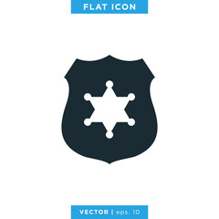 Sheriff Badge Shield Icon Logo Design Template.