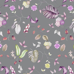 Flowers watercolor illustration.Manual composition.Big Set watercolor elements，Design for textile, wallpapers，Element for design,Greeting card