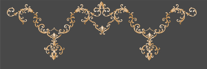 Flowers watercolor illustration,Decorative elegant luxury design.Vintage elements in baroque, rococo style.Design for cover, fabric, textile, wrapping paper