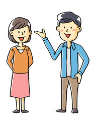 手描きイラスト素材夫婦