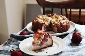 vegan rhubarb strawberry cake