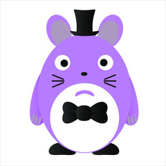 violet mouse with hat and tie