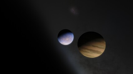 Cosmic landscape, beautiful science fiction wallpaper with endless deep space. 3D render