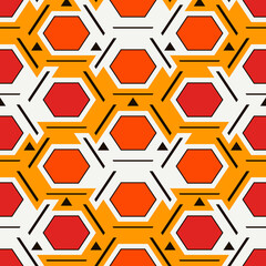 Contemporary honeycomb geometric pattern. Repeated hexagon ornament. Modern mosaic tiles. Seamless surface print