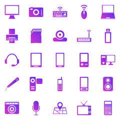 Gadget gradient icons on white background