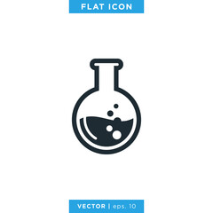 Flask Erlenmeyer Icon Vector Design Template. Lab Equipment Sign.