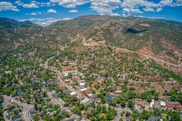 Fototapeta na wymiar Aerial View of Downtown Manitou Springs