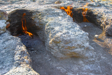 Yanartas burning Olympos national park in Antalya Province in southwestern Turkey