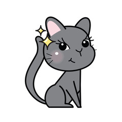 Funny and cute cartoon cat, Vector illustration