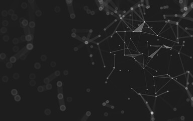 Abstract background. Molecules technology with polygonal shapes, connecting dots and lines. Connection structure. Big data visualization.