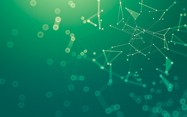 Abstract background. Molecules technology with polygonal shapes, connecting dots and lines. Connection structure. Big data visualization.