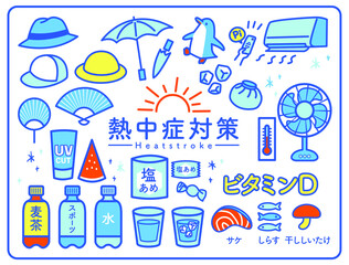 A collection of heat stroke prevention measures.