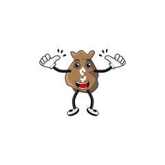 dollar bag cartoon character vector design illustration