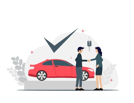 Car Seller Deal Buying And Sell Flat Illustration